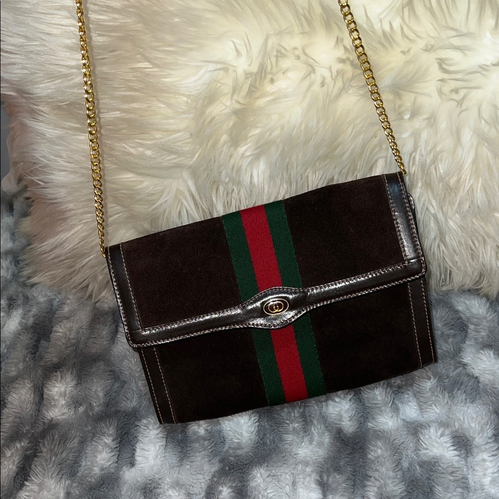 Brown Suede Gucci Ophidia Clutch - Picture 13 of 16